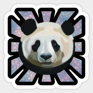 Striking Panda bear on patterned sun rays Sticker